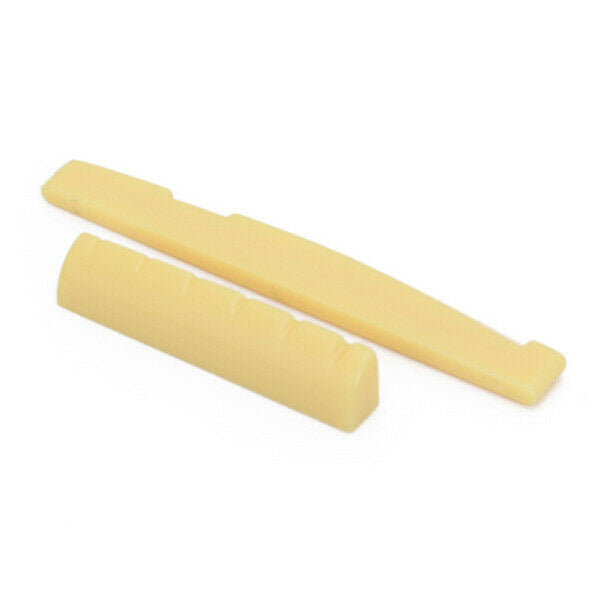 2x 1 Set of Yellow Saddle & Nut & 6 Bridge Pin for Steel String Guitar