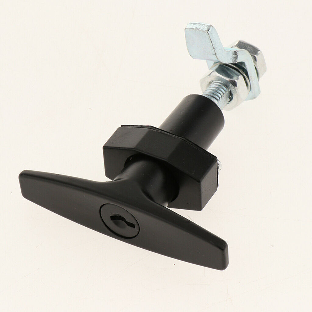 Trailer Caravan Toolbox Cabinet T-Handle Black Garage Door Lock 100x80mm - 2