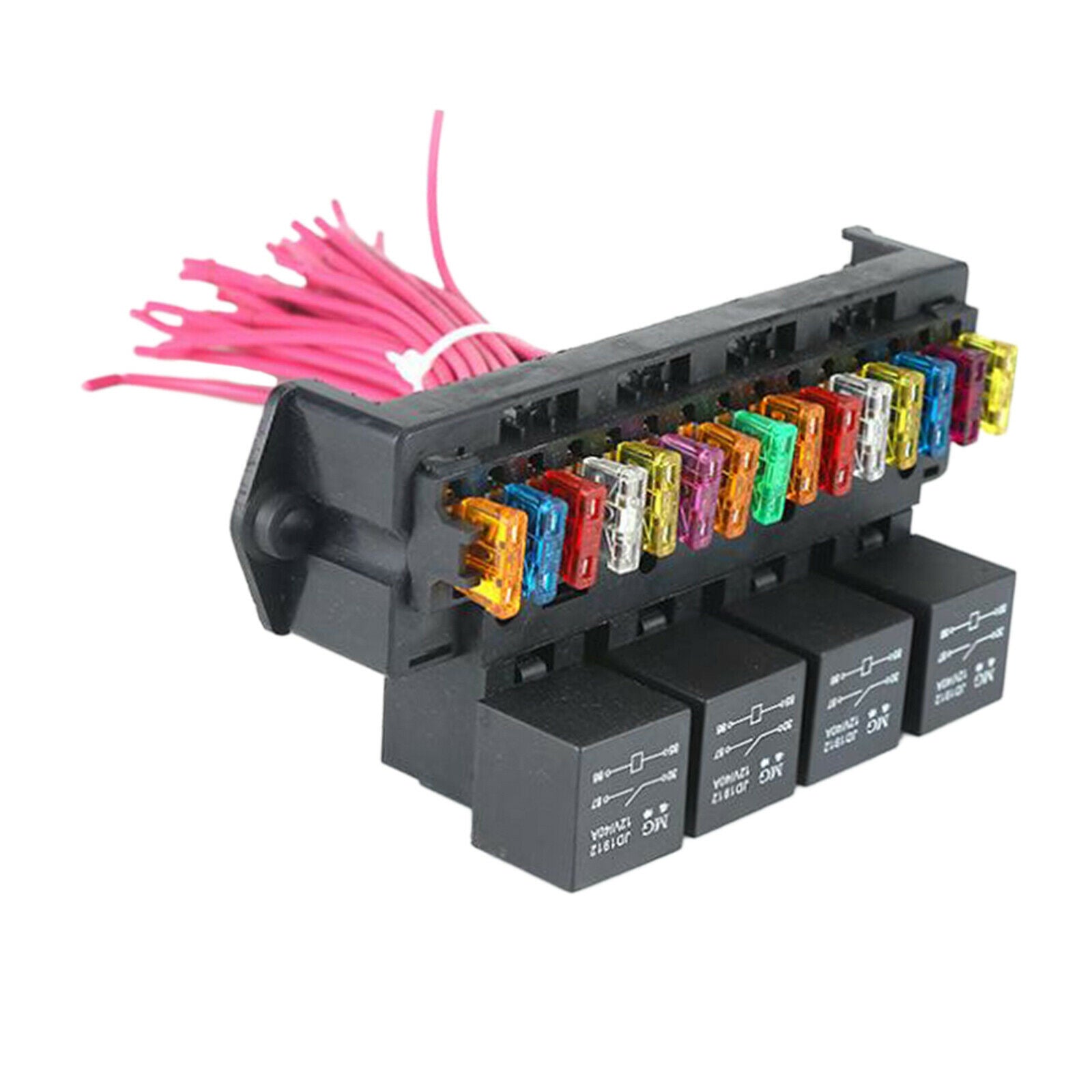 Car Boat 15-way Fuse Box Block Holder w/Relay Socket Base Wiring Harness