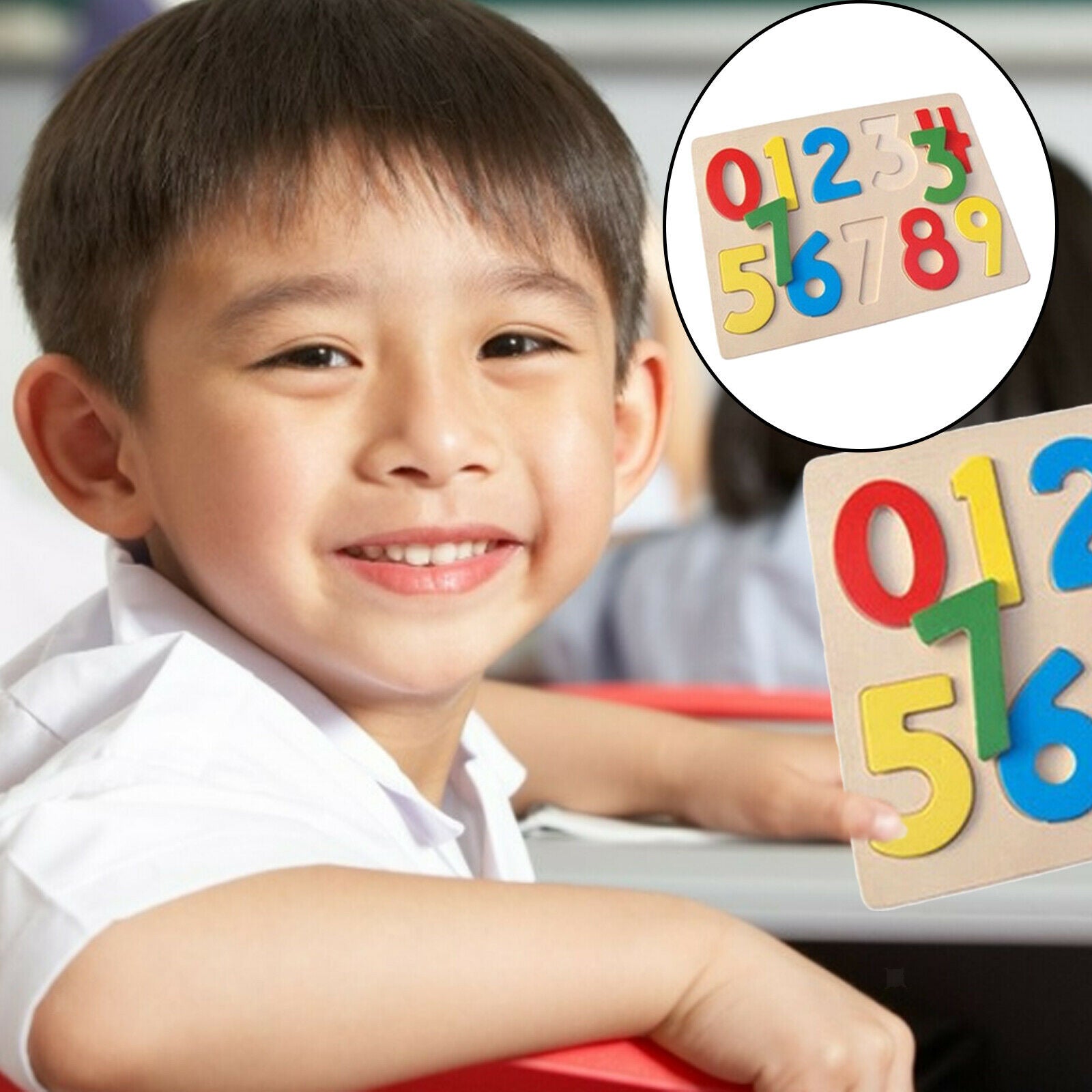 Wood 0-9 Number Puzzle Board Pre- Educational Montessori Toys for Kids