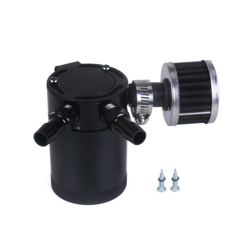 Racing Baffled Aluminum 3-port Oil Catch Can Tank Air-oil Separator Washable
