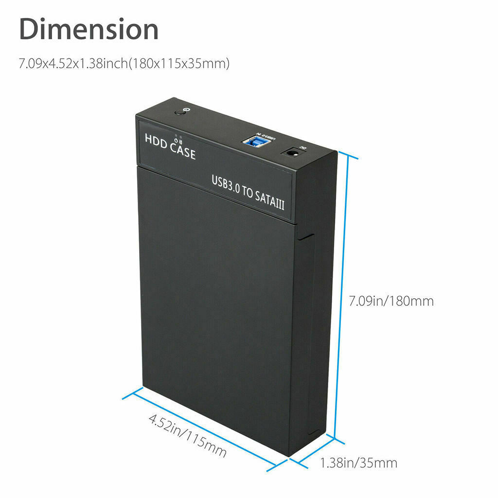 USB3.0 2.5''/3.5'' SATA Hard Drive Enclosure HDD SSD Disk Case with LED
