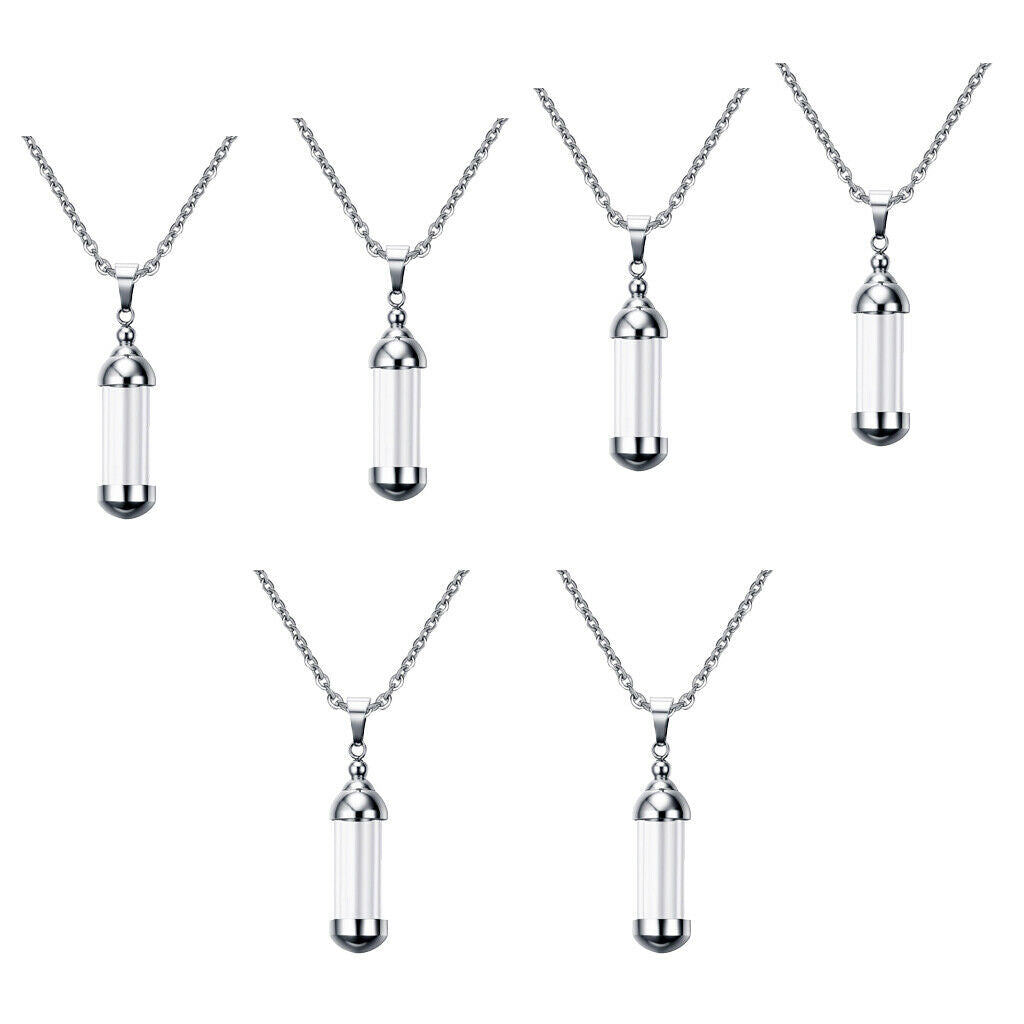 6 Pieces Urn Necklace for Ashes Hourglass Glass Cremation Jewelry Openable