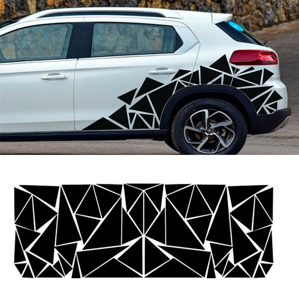 2x Glossy Black Car Truck Stickers Decals Body Decoration Trim Triangles Style