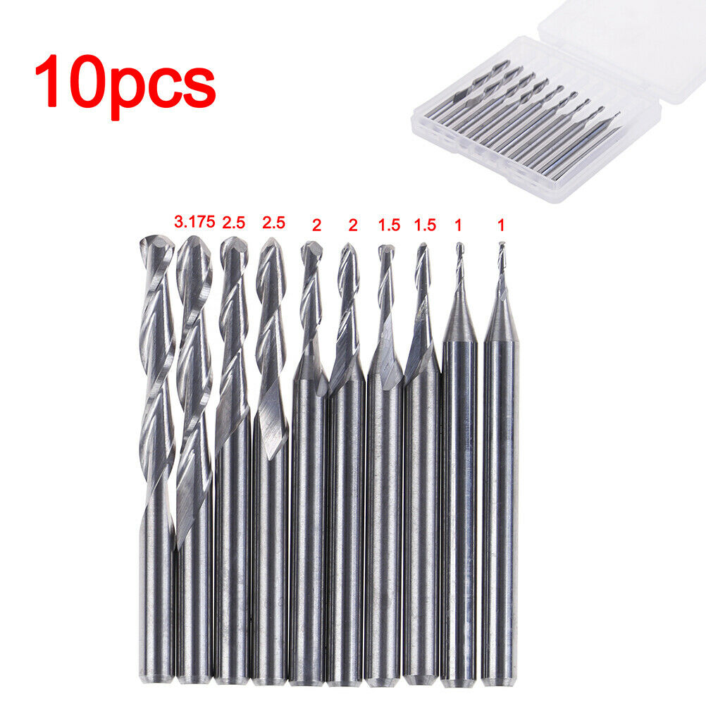 1Set 1-3.175mm shank carbide ball nose end mill CNC engraving router bit setBDA
