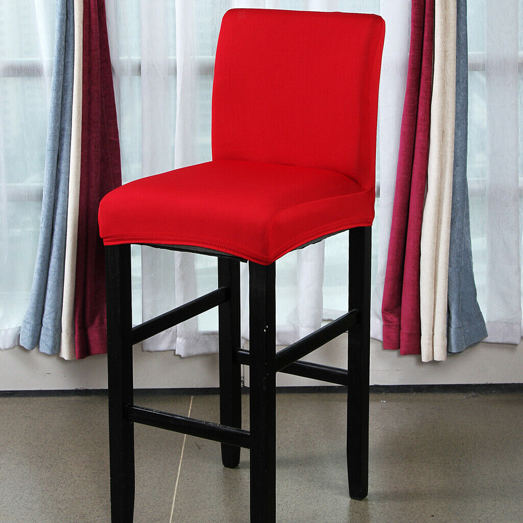 4X Low Back Chair Seat Cover Bar Stool Slip Covers White Red Home Decoration