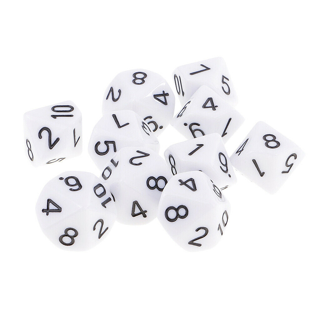 10x Dice D10 Polyhedral Dices Accessory Toys Table Games Lovers Gift Props
