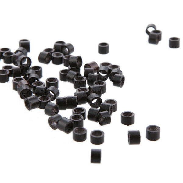 Lots 800 Plastic Micro Rings Lined Beads for Hair Extensions Tools Black