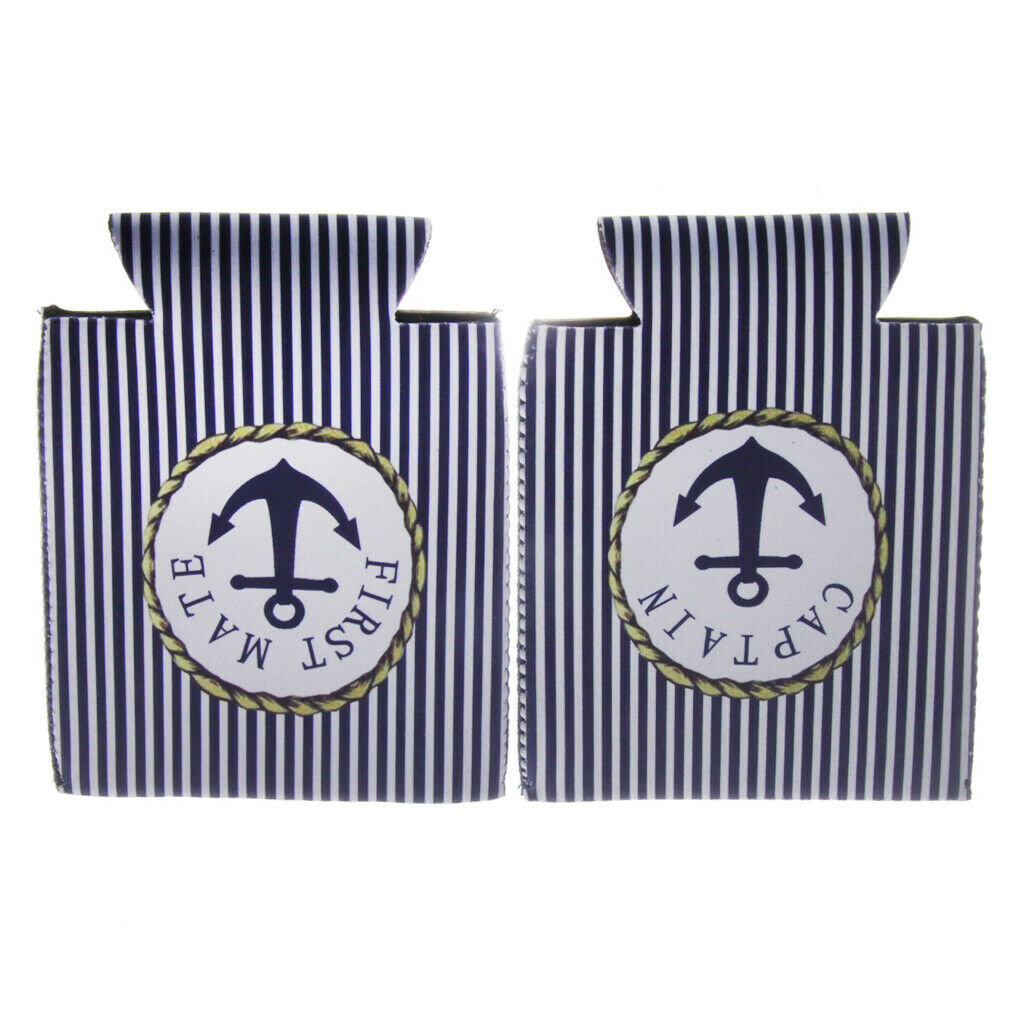 1 Pair Sailing Travel CAPTAIN And FIRST MATE Can Cooler Stubby Holder