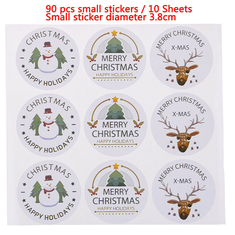 90pcs Merry Christmas Seal Stickers Snowman Labels DIY Xmas Gift Box Stick.l8
