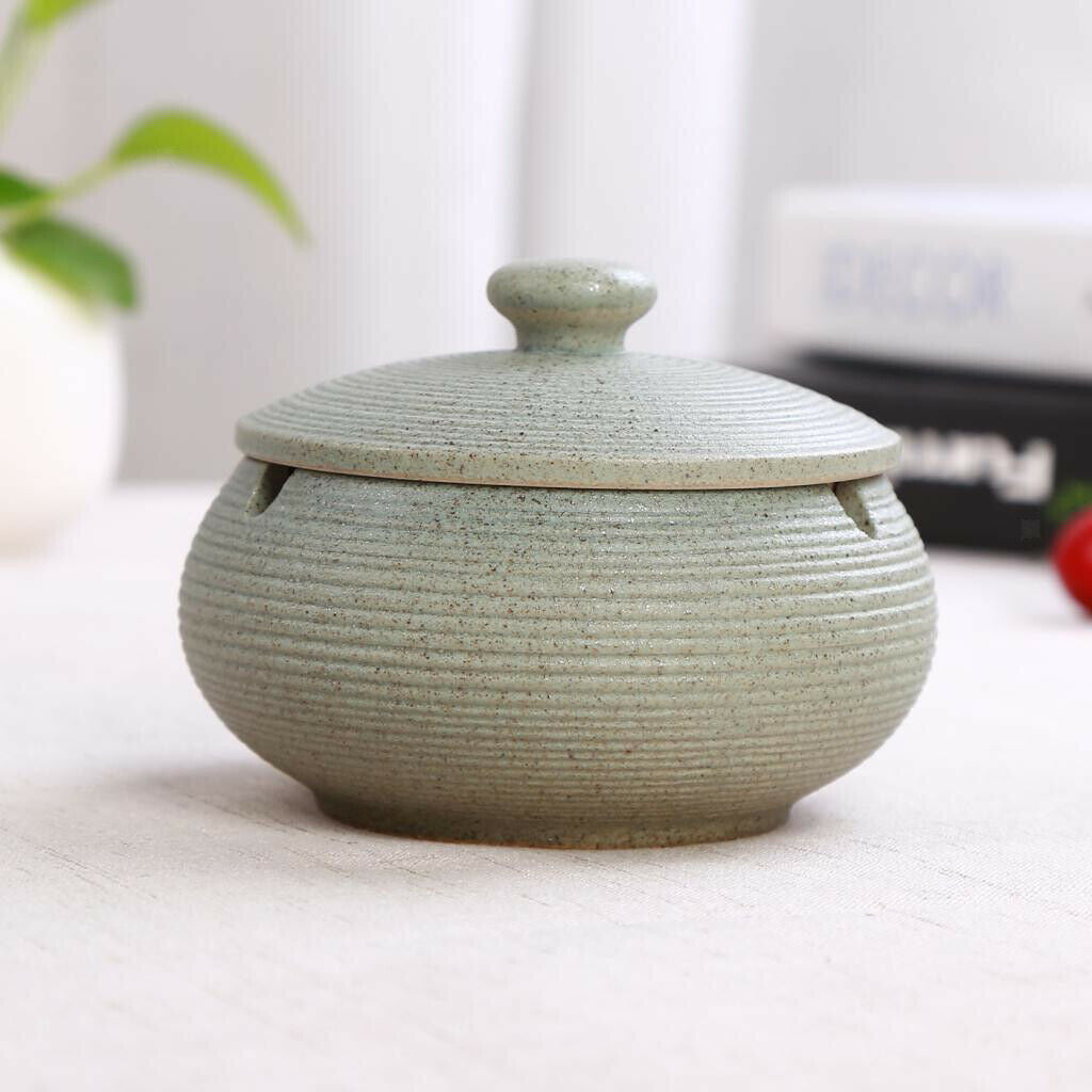 Nordic Ashtray Ceramics Ashtray with Lid for Indoor Outdoor Use Light Blue