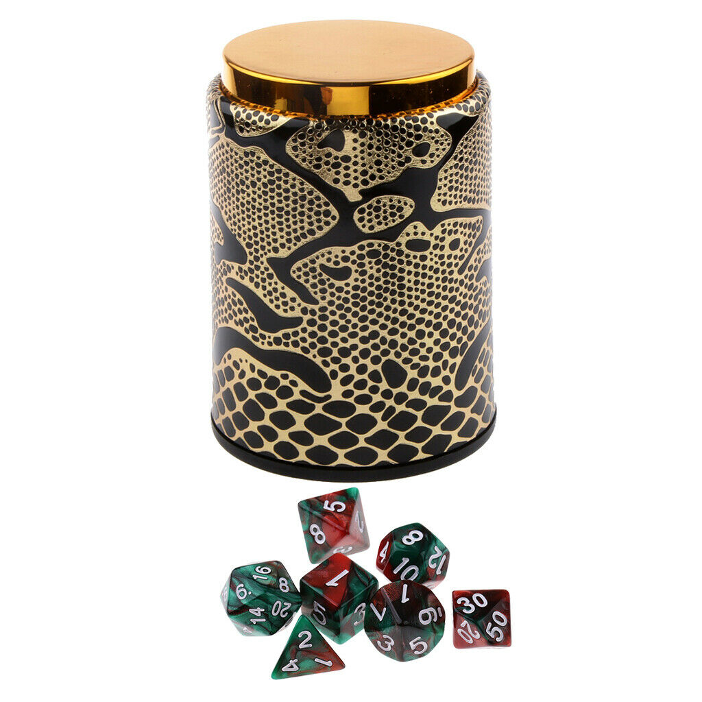 7x Arylic Polyhedral Dice for  DND Accessory+Dice Cup #1