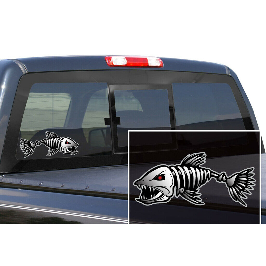 2 Pairs Skeleton Fish Bones Boat Decals Vinyl Stickers Kayak DIY Accessories