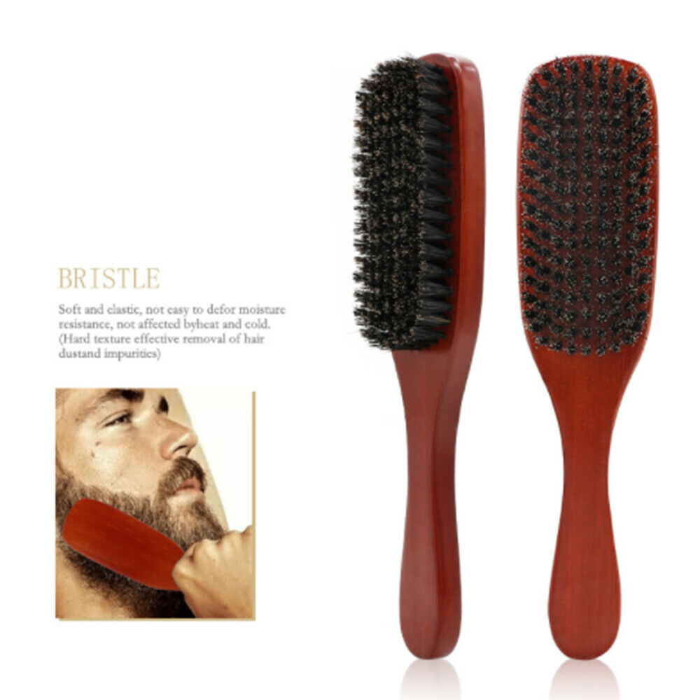Solid Wood Boar Shaving Brush Beard Massage Black Boar Bristle Hair Brush Curved