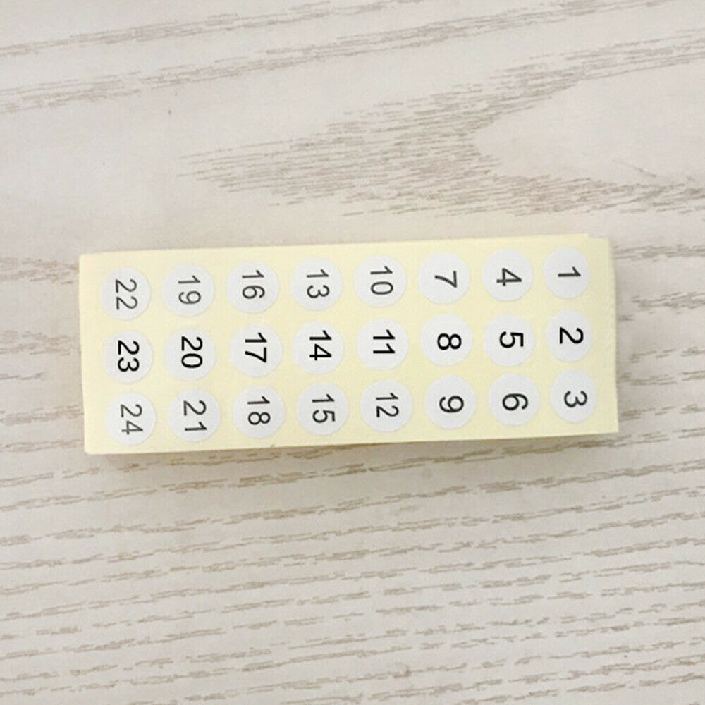20Pcs Number 1-24 Round Digital Label Paper Stickers Diamond Painting Marker Tag