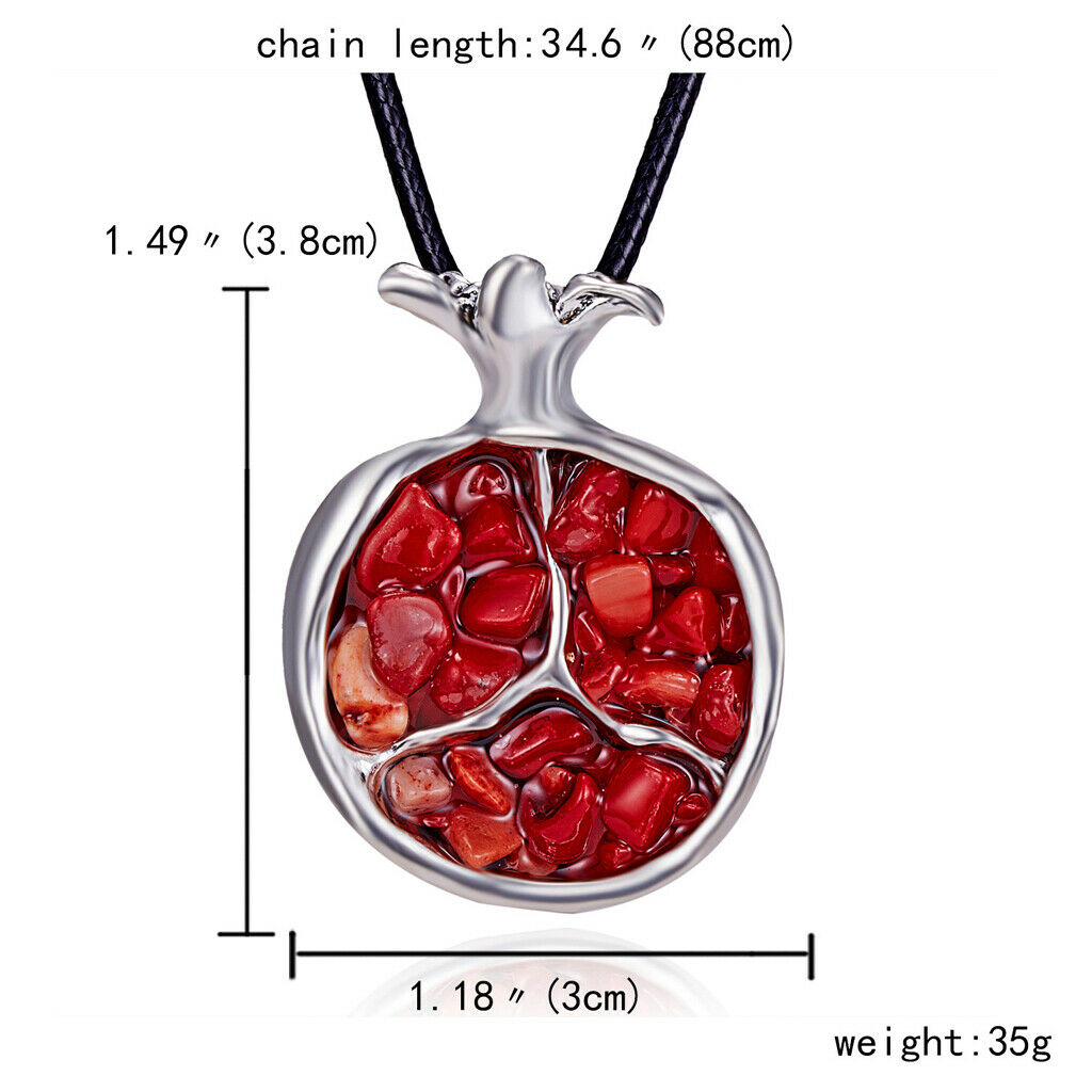 Fruit Red Pomegranate Stone Necklace Pendant Long Sweater Chain Fashion Jewelry