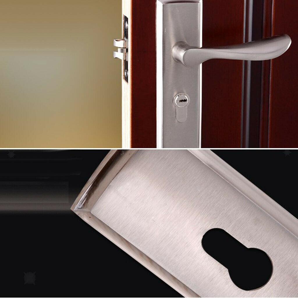Door Handle Lever on Plate Latch Lock Lockset for Bathroom CHROME SATIN