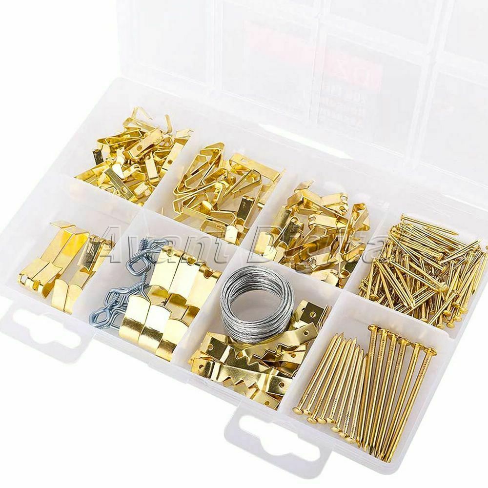 200PCS Picture Hanging Kit Up To 50LBS Screw Eye/Wire/Nail Photo Hanger for home
