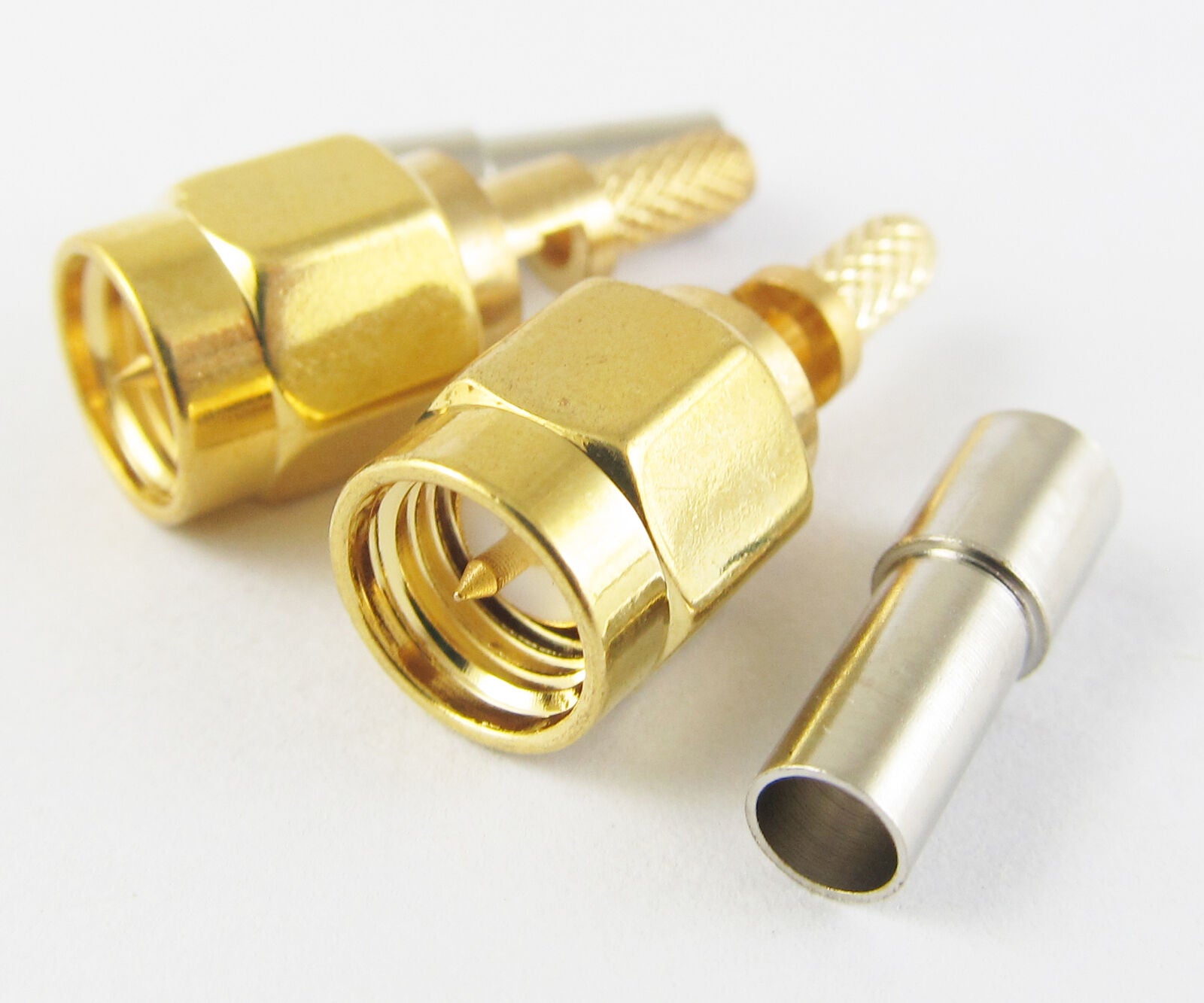 100pcs RF adapter connector SMA Male Plug Window Straight Crimp for RG174 RG316