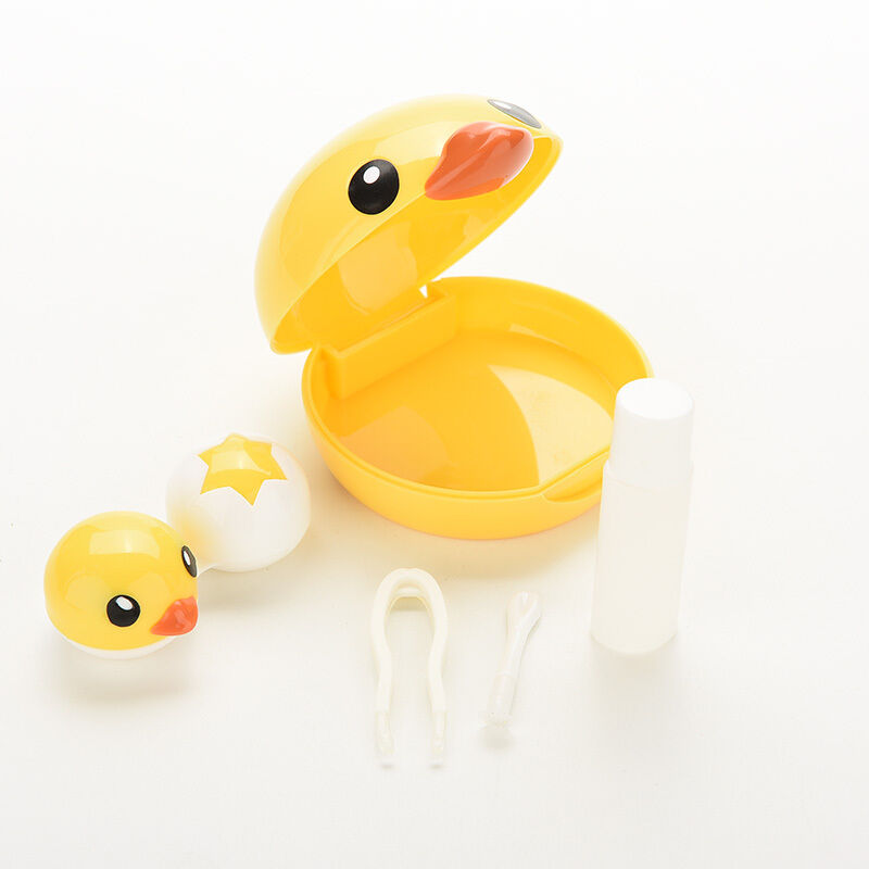 Cute Yellow Duck Contact Lenses Lens Case Holder Box Portable Travel Kit S.l8