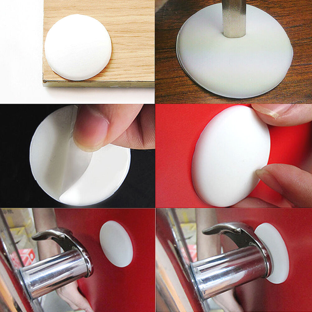 2x Round Wall Protector Self Adhesive Door Handle Bumper Guard Stopper Rub.l8