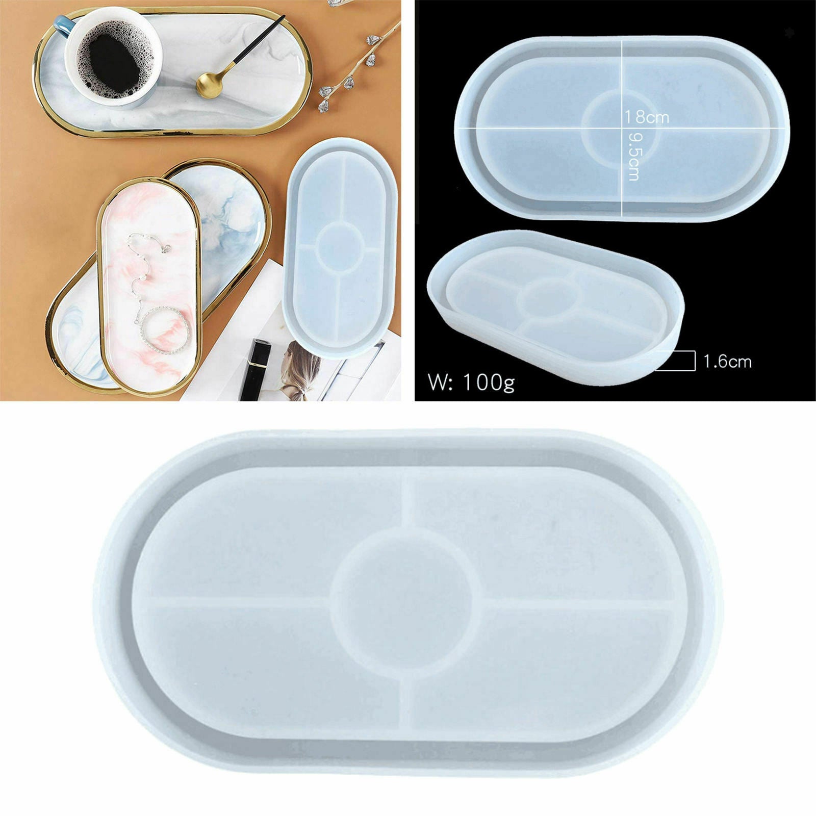 Silicone DIY Makeup Coaster Serving Tray Molds Resins Mould for Soap Dish