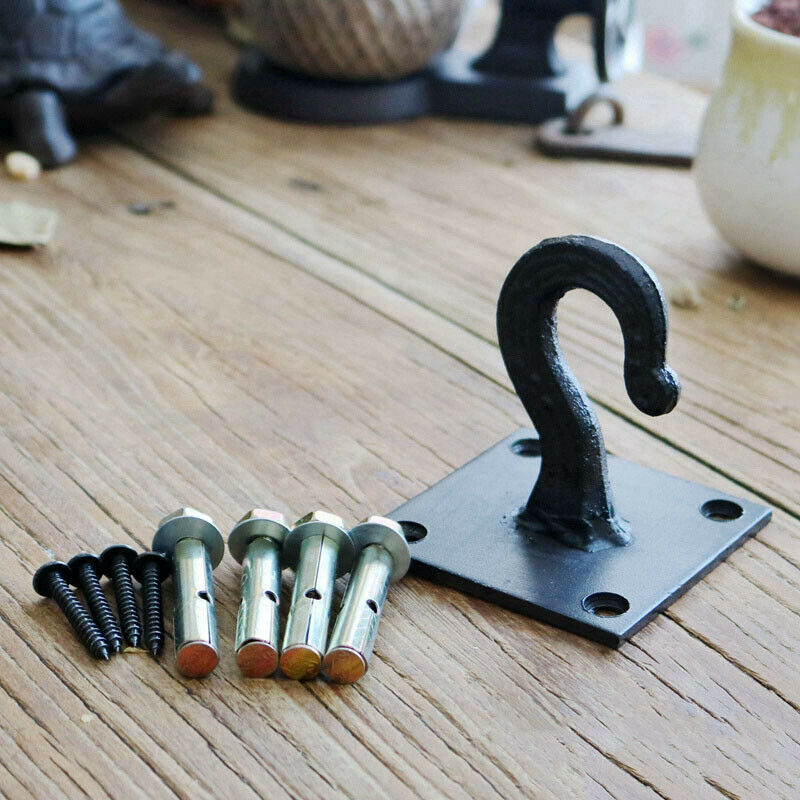 Cast Iron Ceiling Hook Screws Black Kitchen Beam Hanging Basket Hanger Easy Fit