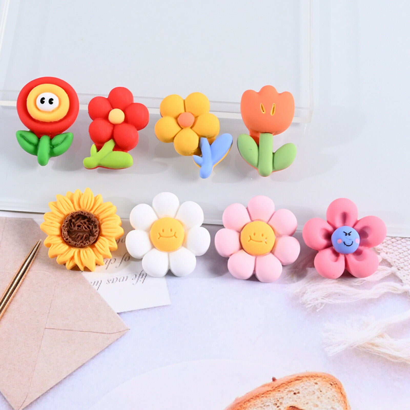 50Pack Flower Flatback Charms Beads DIY Hair Accessories Jewelry Making