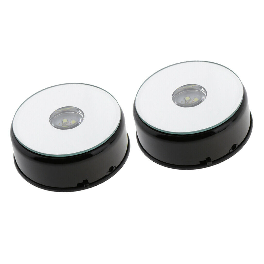 Lots 2 Rotating Display Holder w/ LED Lights for Retailers Watch Show Black