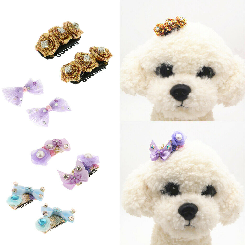 2Pcs Cute Flower Bow Candy Pet Dog Cat Puppy Grooming Hairpin Hair Clip  1