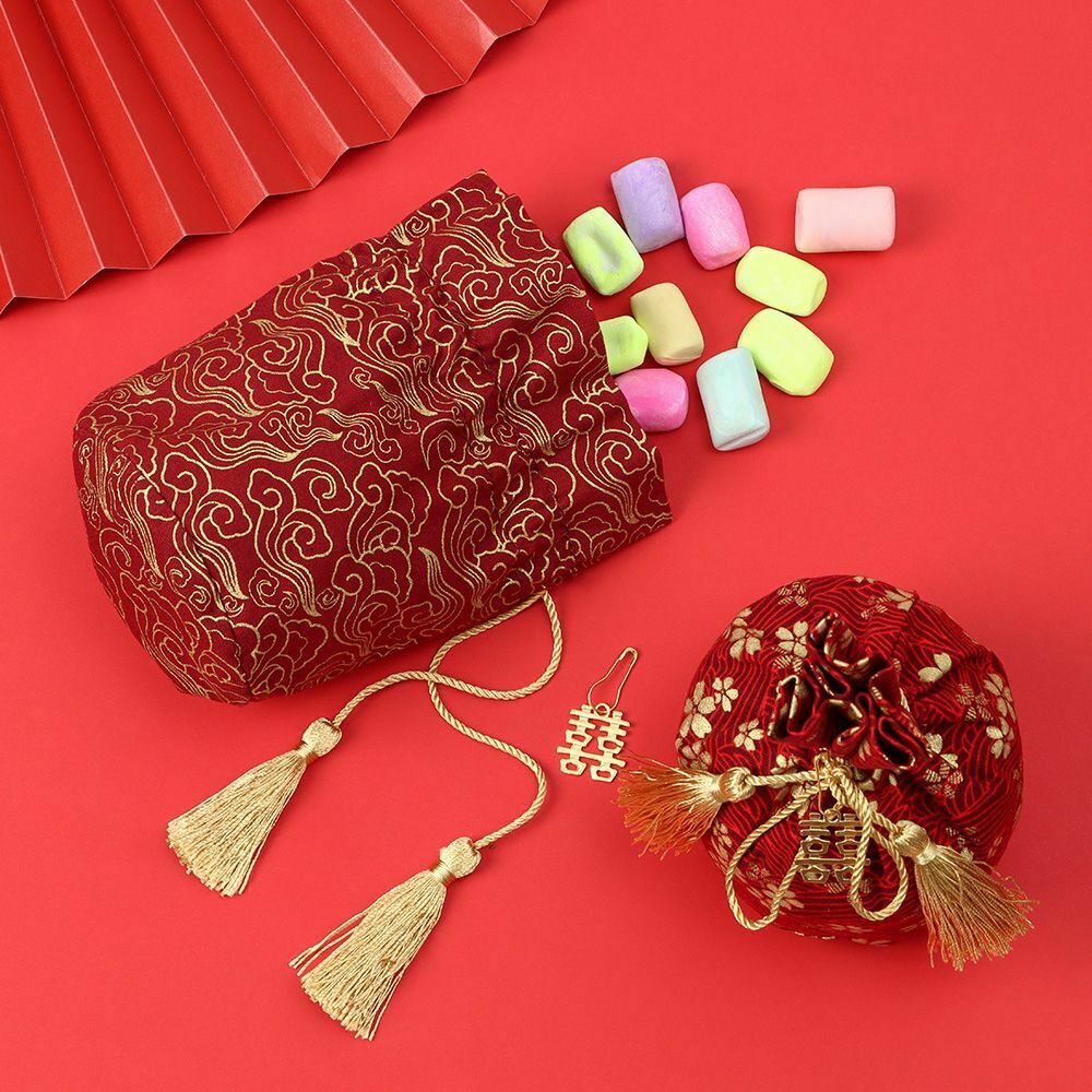 Party Tassel Bag Portable Candy Pouches Gift Bags Drawstring Pocket Candy Bag