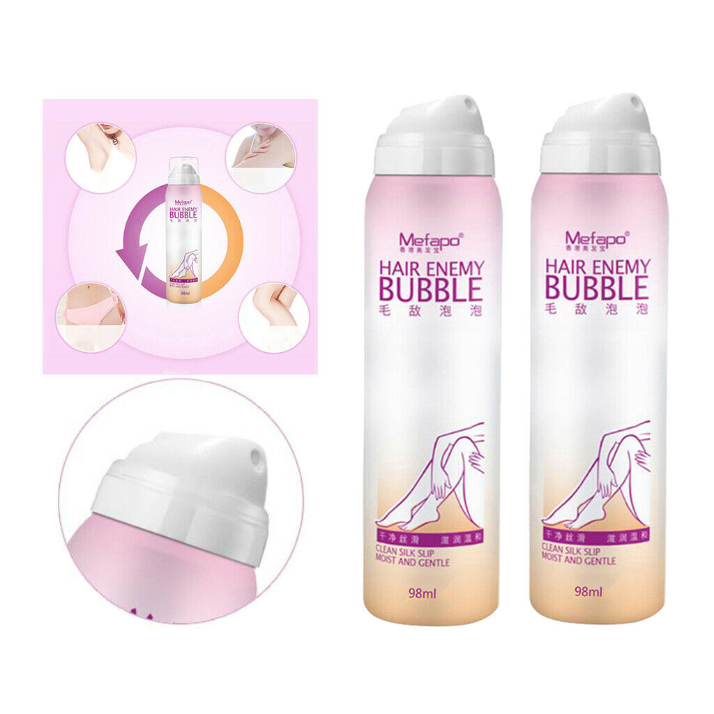 Pack of 2 Depilatory Bubble Painless Hair Removal Spray   No Damage