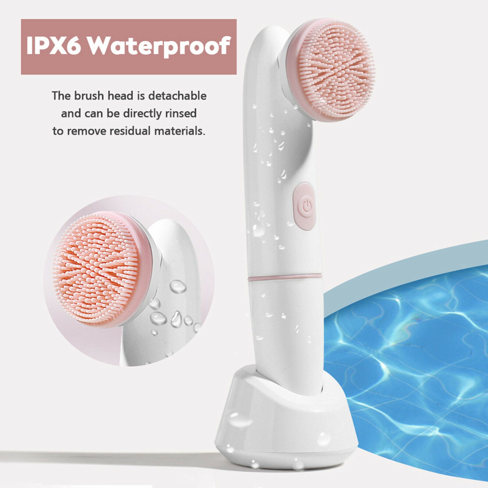 2 in 1 Electric Facial Cleansing Brush Acne Waterproof Massaging Massager