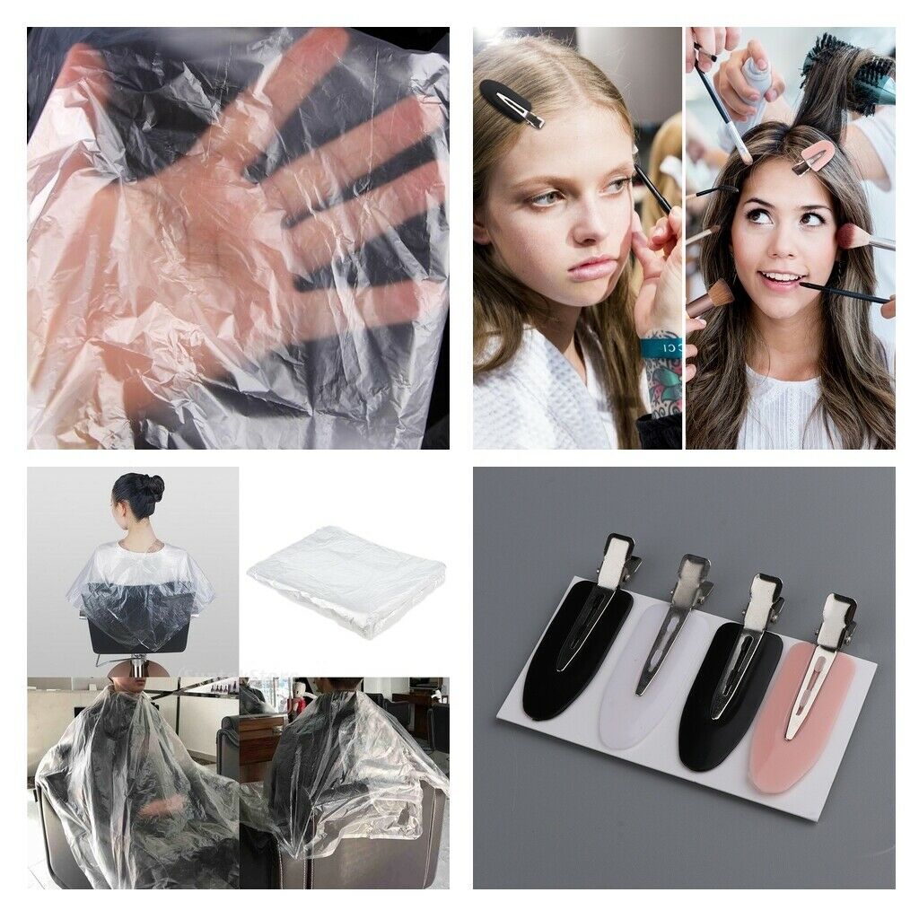 150pk Waterproof Disposable Hair Cutting Cape Salon Barber Capes 4pcs Clips
