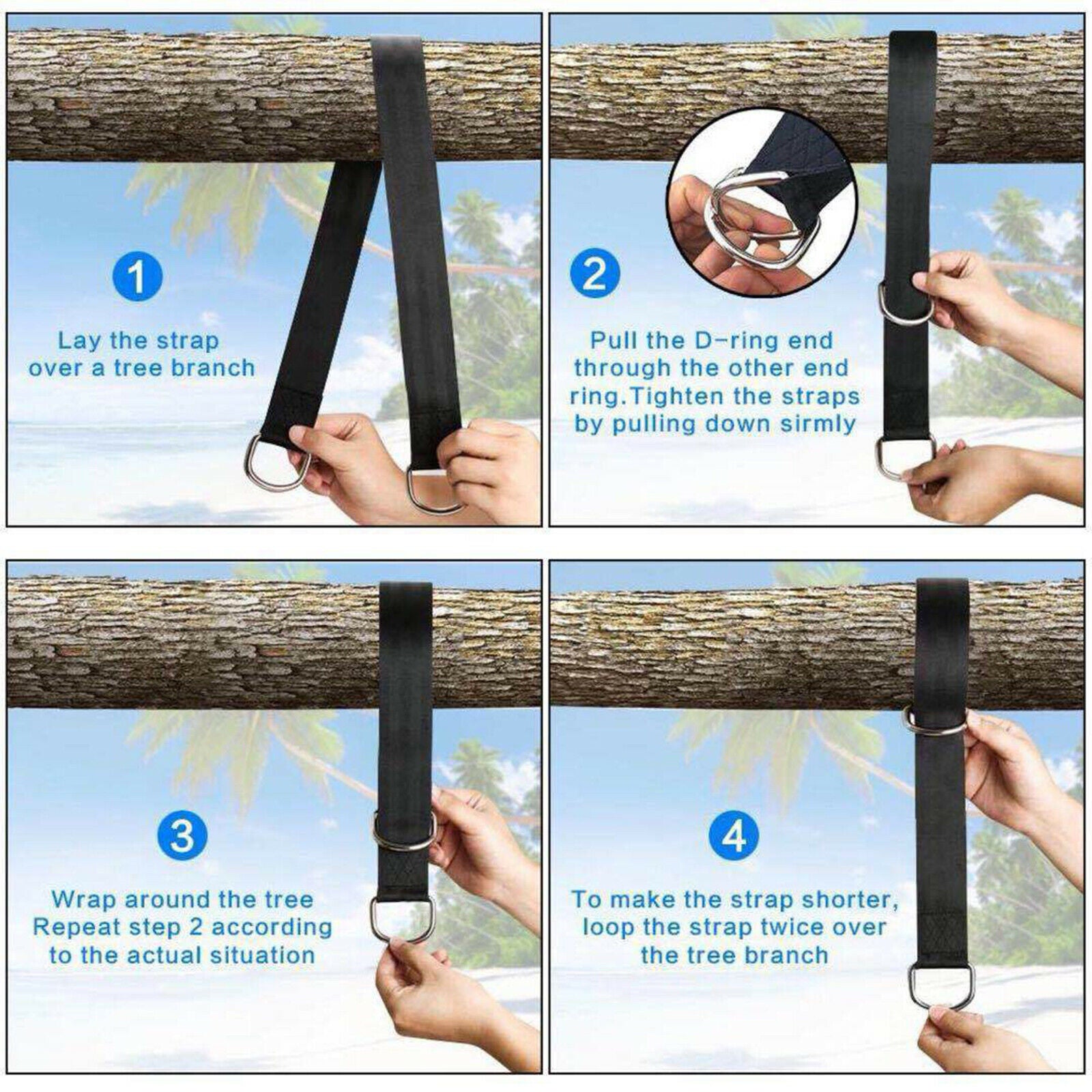 Non Slip Hammock Swing 360° Hanging Strap Kit Hook Accessories Garden