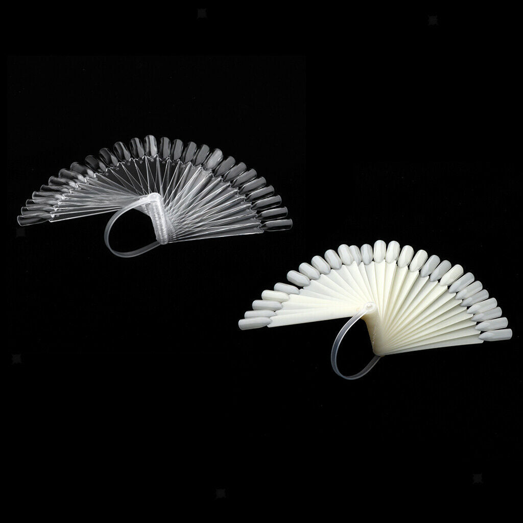 64 Pieces Fan-shaped Plastic Nail Art Tips Display Board Practice Sticks