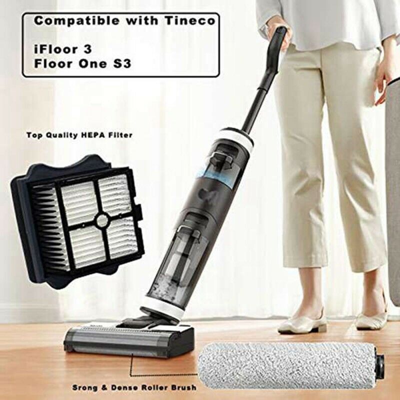 Replacement Brush Roller and Vacuum Filter Suitable for Tineco IFloor 3/IFloI5U3