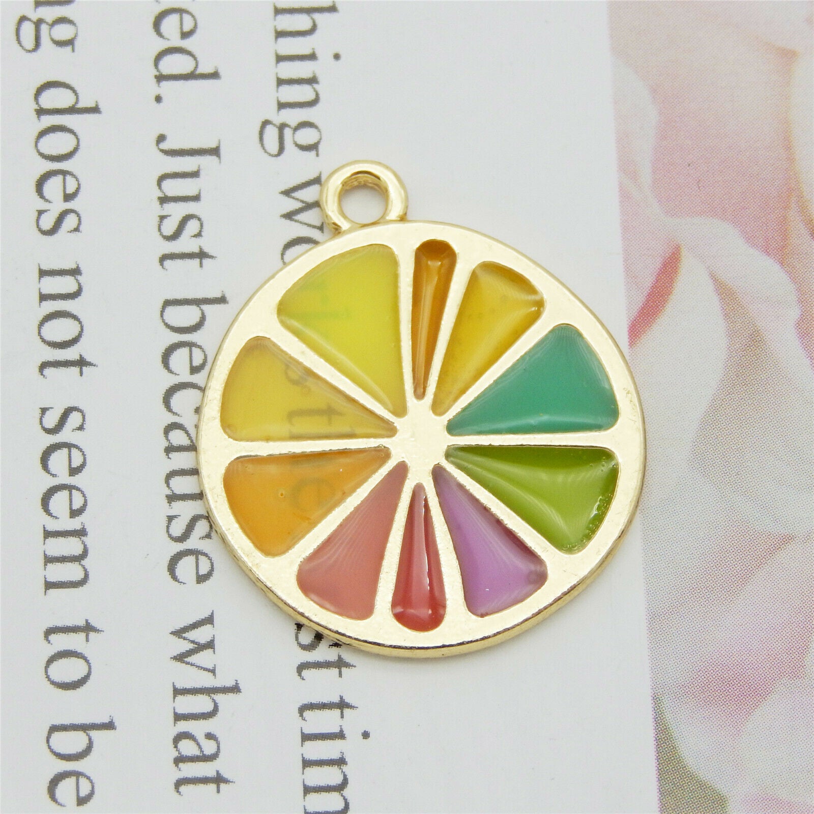 12PCS Multicolor Enamel 26x23mm Fruit Orange Lemon Charms Pendant Jewelry Crafts