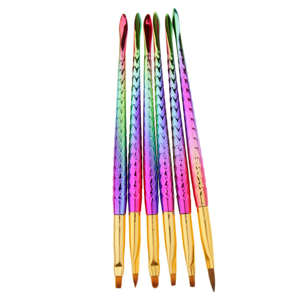 6 Pieces Professional Nail Art UV Gel Design Pen Polish Brush Dotting Drawing