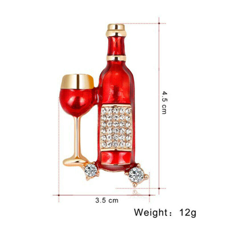 Red Wine Cup Wine Bottle Shape Pin Brooches For Women Men tHts Suit Accessor KX