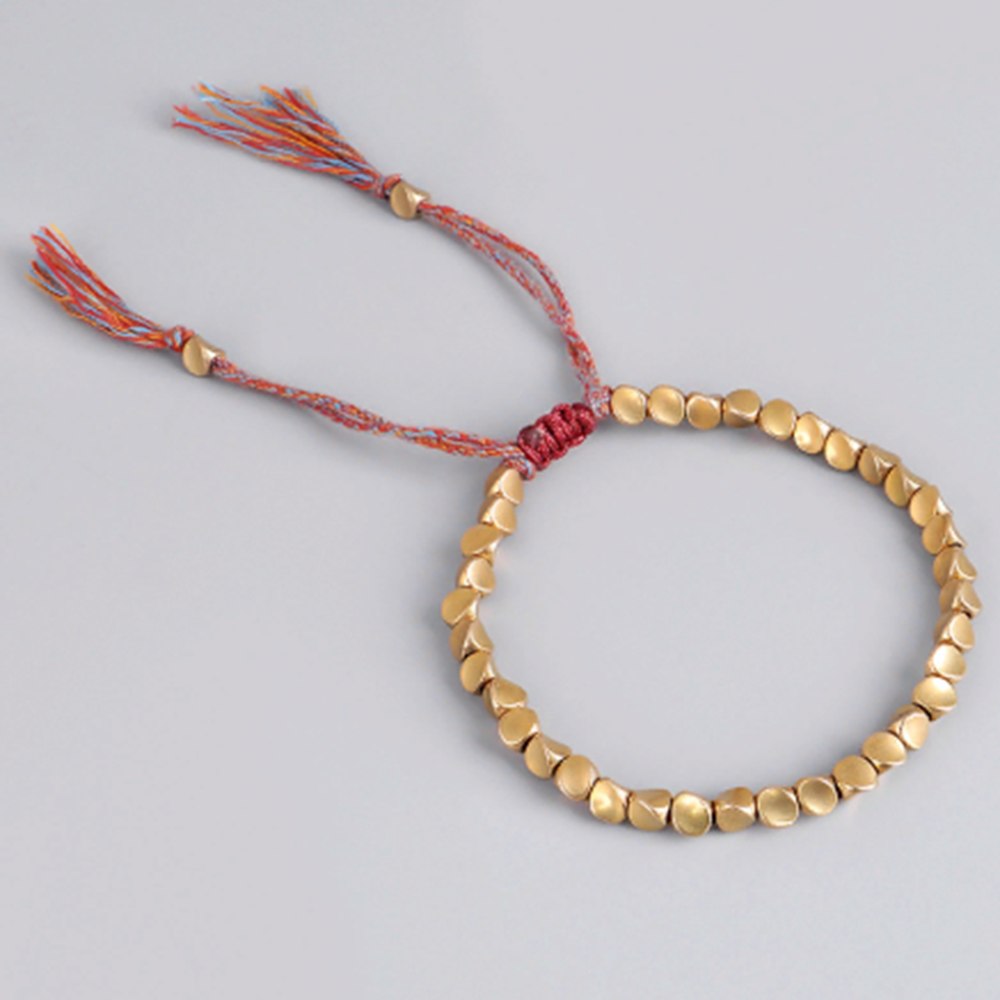 Beads Lucky Rope Handmade Cotton Copper Tibetan Buddhist Braided Bracelet AU X1