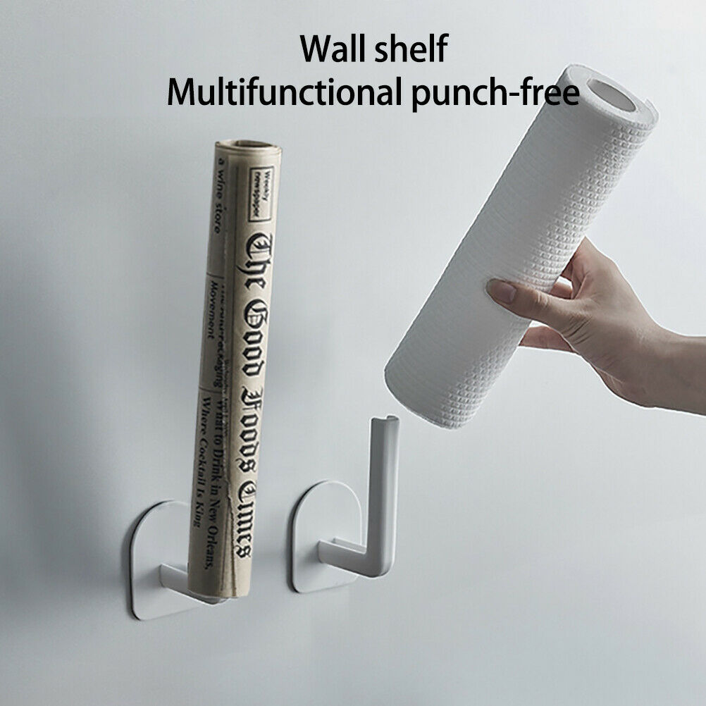 Punch-Free Paper Roll Holder Storage Hooks Paper Holder for Kitchen Bathroom