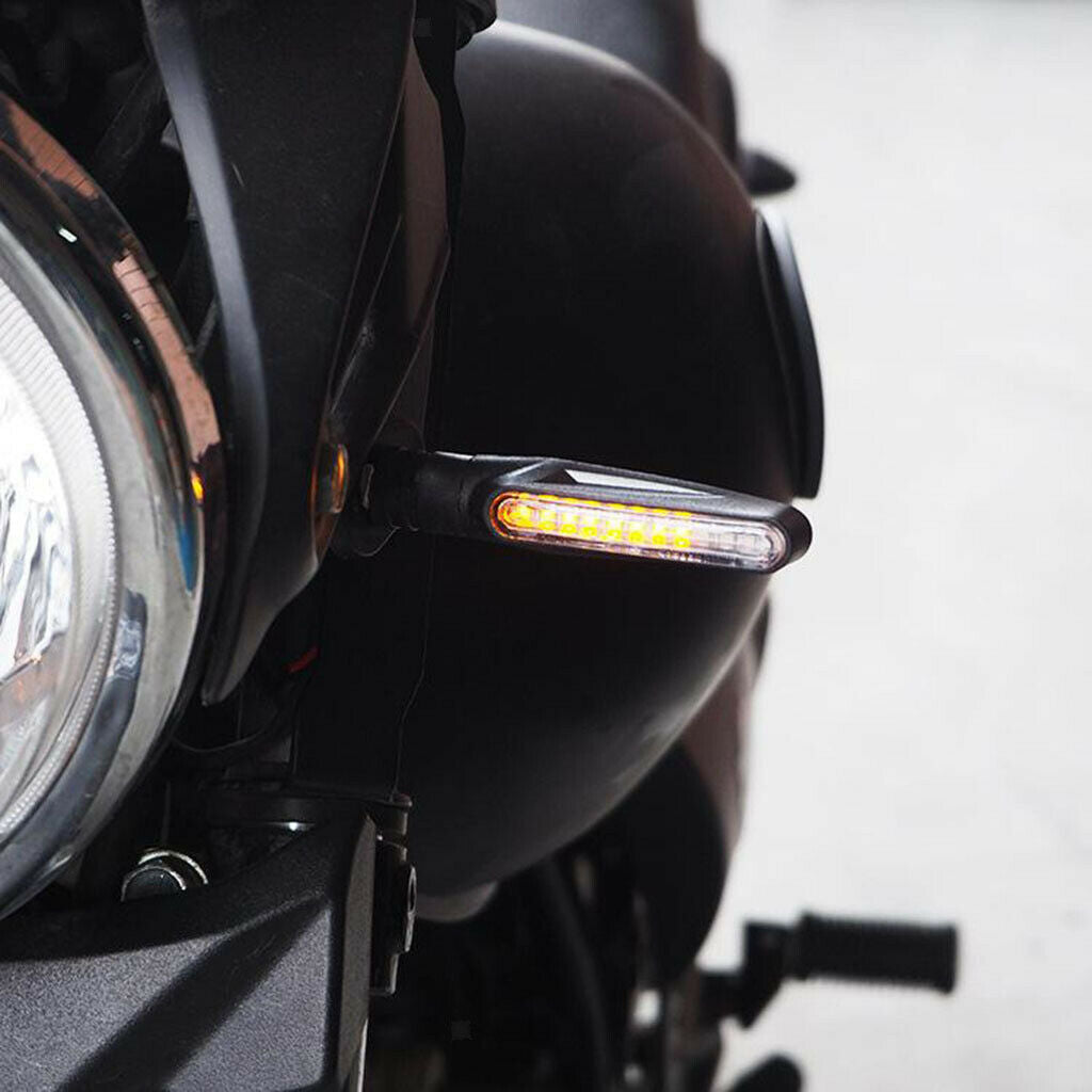 2pcs Motorcycle Sequential Flowing LED Turn Signals Light Warning Lamp Amber