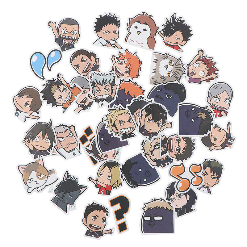 40pcs Anime Haikyuu PVC Laptop Suitcase Luggage Skateboard Waterproof Sti.l8