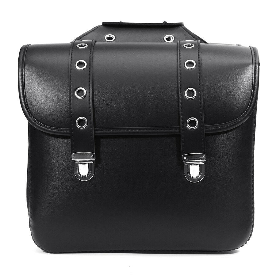 2 Pc PU Leather Black Weatherproof Motorbike Saddle Bag Hard Appearance Modeling