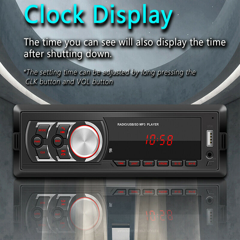 12V Universal Detachable Panel Car Bluetooth Radio FM USB MP3 Player RCA Output
