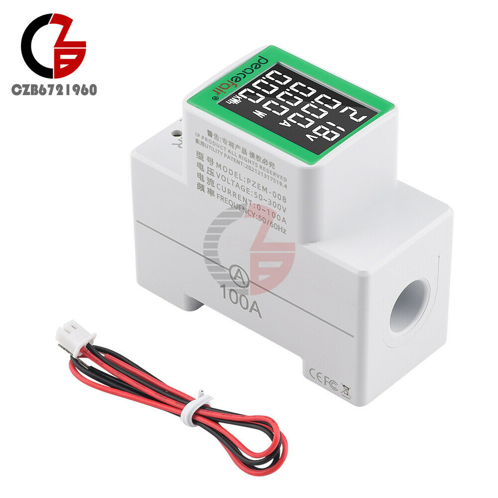 100A Digital Power Energy Voltmeter Ammeter Watt Kwh Power Meter AC220V 50V-300V