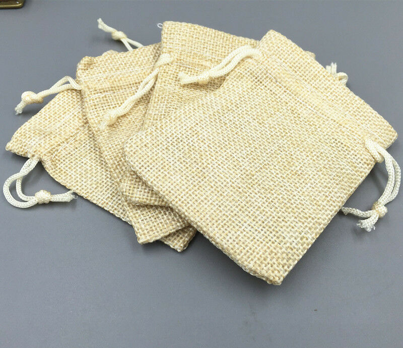 20x 7*9cm Linen Drawstring Jewellery Gift Packaging Pouches Candy Bags Burlap