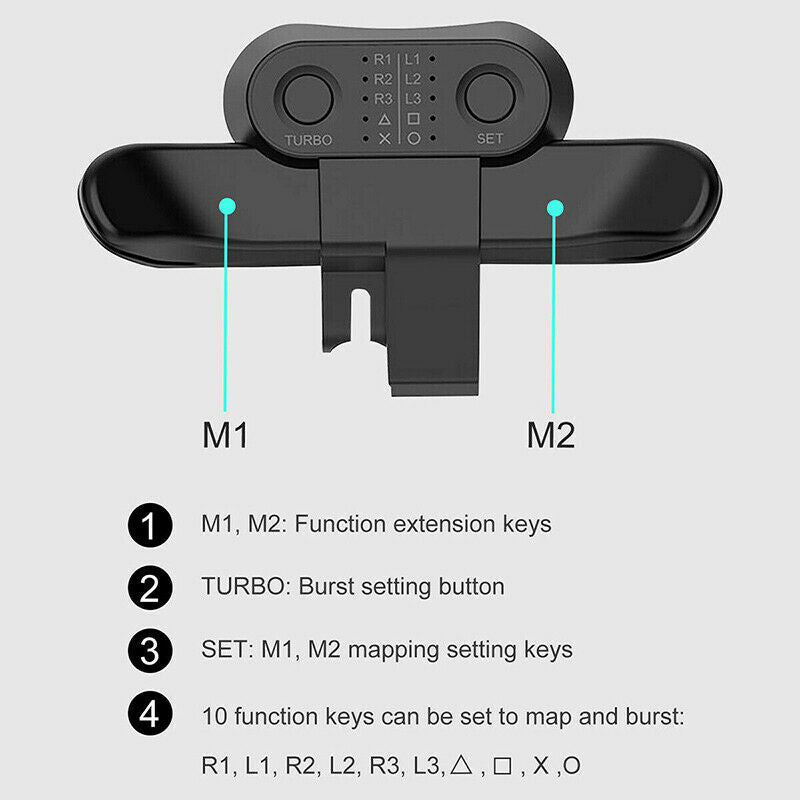 For PlayStation 4 PS4 Controller Adapter Gamepad Extender Back Button Turbo key
