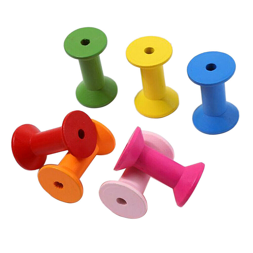 20pcs Bulk Colorful Natural Wooden Sewing Tools Empty Thread Spools Making
